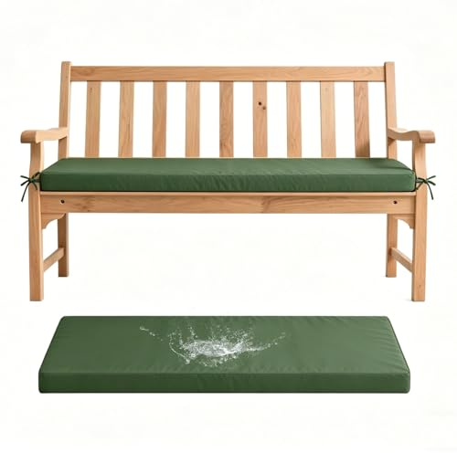 Generisch 5 cm Dick Sitzbank Kissen Bankkissen Abnehmbare Waschbare Bankauflage Mit Rutschfester Unterseite,Sitzkissen Bank Für Küchenbank Fensterbank Gartenbank Innen Outdoor,Grün,200x40cm