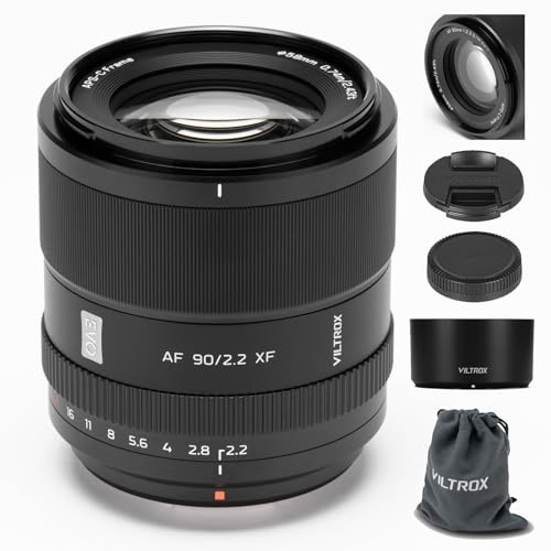 VILTROX 90mm F2.2 Evo à Monture XF pour Fuji, téléobjectif à focale Fixe autofocus APS-C pour Fujifilm à Monture X appareils Photo X-E4 X-E5 X-H1 X-Pro3 X-S10 X-T4 X-T30 XT30II X-T200 X-H2 X-H2S X-T5