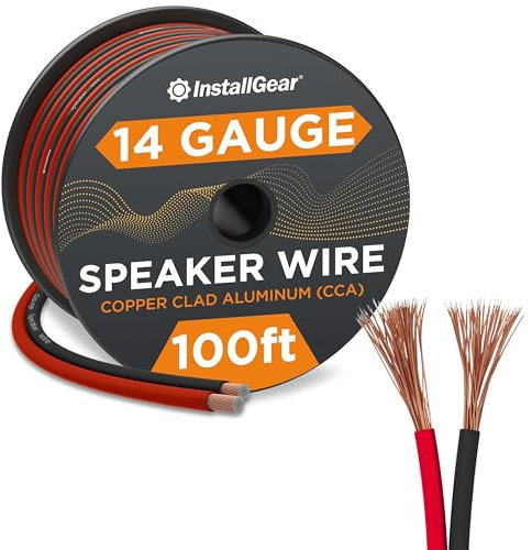 InstallGear 14 Gauge Speaker Wire - Red/Black 100ft for Car, Home Theater, Stereo, Radio, Surround Sound Systems - Durable