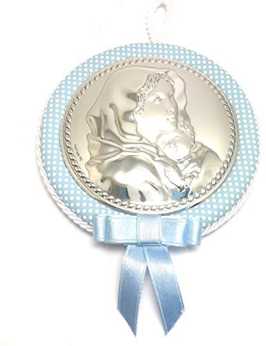 CAPEZZALE MEDAGLIONE PER CULLA BIMBO COD.104922C CON PLACCHETTA IN ARGENTO