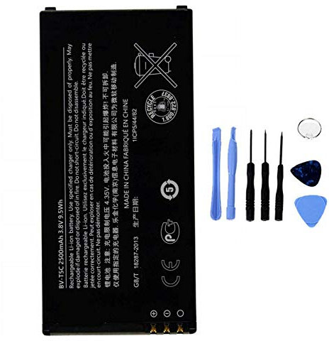 Akku kompatibel mit Microsoft Nokia Lumia 640 LTE Dual SIM BV-T5C hohe Kapazität 2500 mAh inklusive Demontage-Set