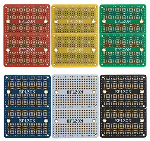 EPLZON Prototype Board Lötbares Breadboard Doppelseitig Leiterplatte PCB Circuit Board zum Schweißen von,DIY elektronische Artikel,Mehrfarbig(Packung mit 12 Stück)