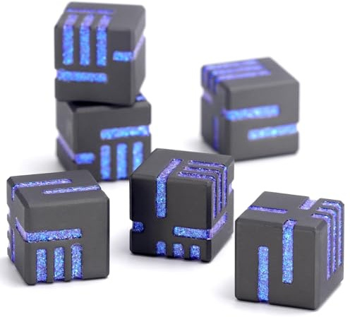 Technologie Metall Würfel, DND Würfel Set 6mm, ZHOORQI W6 Spielwürfel Neu Gestaltete Konzept Würfel für Dungeons and Dragons und RPGs(D6-Glitter Blue)