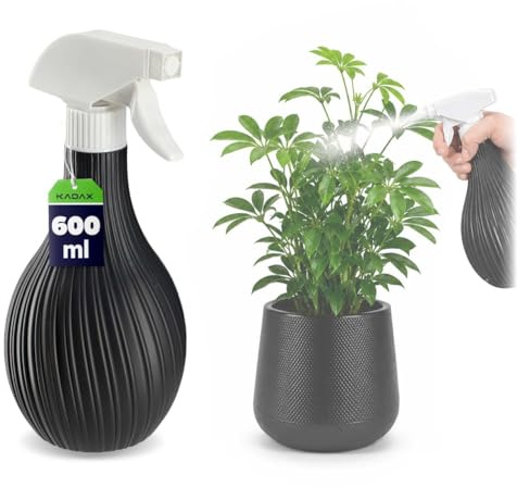 KADAX Sprühflasche aus Kunststoff, 600ml Wassersprühflasche mit Kugelbehäl-ter, Leere Wasserspritze für Hausreinigung, Garten, Friseur, Pflanzen und Blumen (Anthrazit)