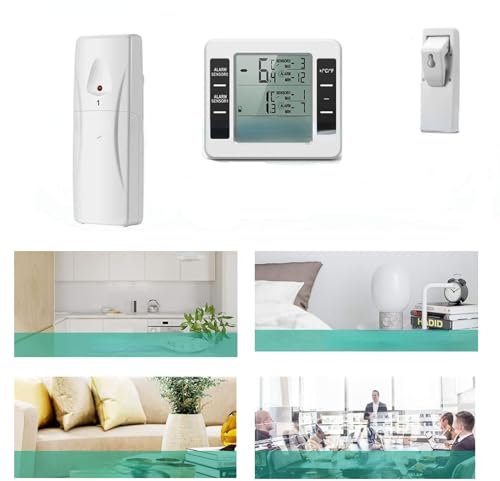 Wireless Digital Freezer Therometer Refrigerator Thermometer Wireless Digital Audible Alarm Refrigerator Thermometer with 2 Wireless Sensors (No line)
