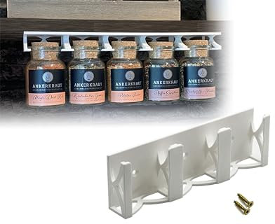 Printari Spice Rack Cabinet Holder for 3 Ankerkraut Cork Jars Spice Jars White Includes Mounting Material (White, for 3 Spice Jars)