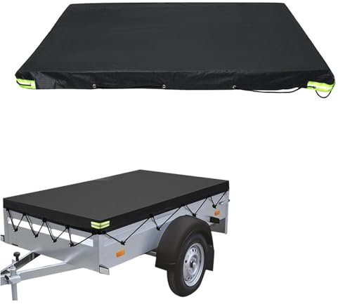 Anhängerplane Flachplane | Anhänger Abdeckplane Mit Planenseil | Wasserfest Reißfeste Anhänger Plane Abdeckung | Anhänger Plane Abdeckung Zubehör (Schwarz)