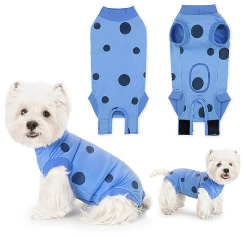 Lyneun Weiche Hundebody Nach Op, Hundebody Nach Kastration Rüde Hündin, Einstellbar Body Hund Nach Op, Atmungsaktiv Op Body Hund für Haarausfall, Allergien, Anti-Lecken, Wundschutz (Blau, XL)
