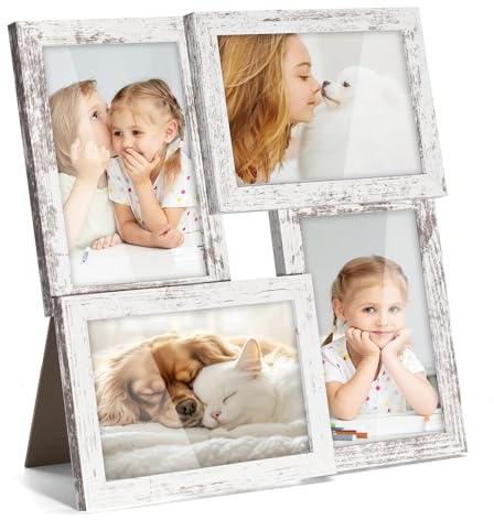 TWING 4x6 Collage Picture Frames Rustic White Wall Collage Photo Frame