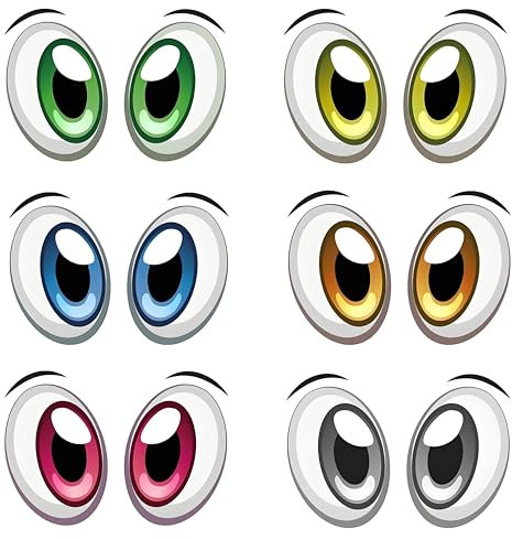 Begonia Lot de 6 paires d'autocollants yeux pour aspirateur, robot tondeuse, robot à gazon, décoratifs, autocollants en PVC, autocollants amusants pour aspirateur, tondeuses à gazon, poubelles