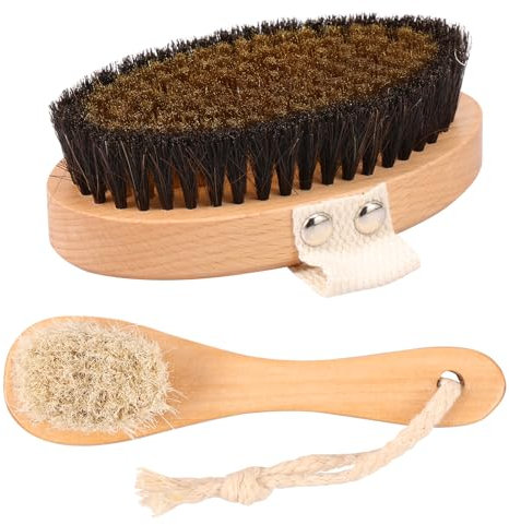 2 spazzole a secco, spazzola per la schiena, spazzola per il corpo, spazzola bagnata, set di setole naturali, spazzola per la doccia, per il drenaggio linfatico, spazzola per il corpo, spazzola per il