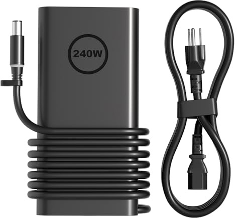 HSXIRQA New 240W GaN Slim Style laddare kompatibel med Dell Alienware x17 x16 x15 M17 M17x M15 M14x 17 15 Precision 7780 7770 7670 7680 7550 7560 G16 G15 G7 G5 5521 5535 5530 Gaming Laptop