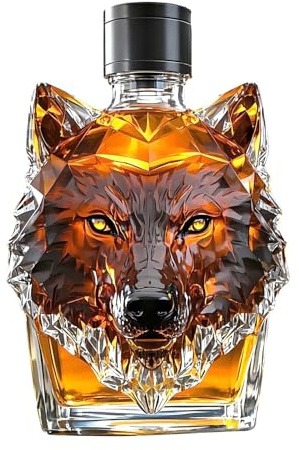 Whiskey Gläser Flasche, Tier Form Whiskey Karaffe Dekanter, Lustige Bar Dekoration, Gravierter Vintage Wolf Thematische Whiskyglasflasche für Whiskey Liebhaber