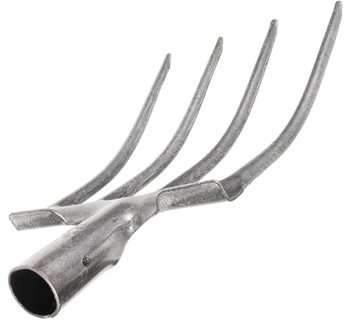 UKCOCO Rastrello da Giardinaggio in Acciaio Manganese a 4 Denti, Utensile per Dissodamento Terreno e Diserbo, Attrezzo Manuale per Giardino e Orto Multifunzione, per Smuovere, Scavare