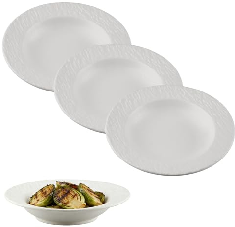 hocadon 4 piezas Platos Hondos Sopa Platos para Pasta 20 x 4 cm Plato de Porcelana para Pasta, Ensaladas, Filetes, Blanco
