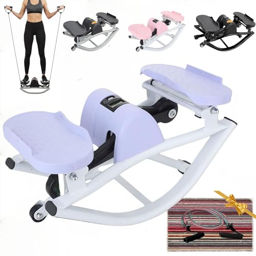 Rock Stepper Side To Side Lateral Rocking Home Workout Machine With Resistance Band ＆Anti-Slip Mat Protects Knees And Joints Portable Compact Leg Hip Ab And Core Muscle Trainer Built-In Counter