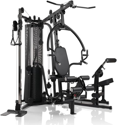 HAMMER Kraftstation Autark 6600 ´26 - Studio-Trainingsturm, Ab- & Back-Modul, Seilzugturm mit höhenverstellbarem Kabelzug, 100 kg Gewichteblock verteilt auf 20 Platten à 5 kg