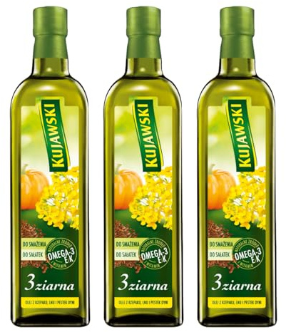Kujawski 3 Semi 3x 750ml - Olio di Colza con Lino e Semi di Zucca - Cucina Casa