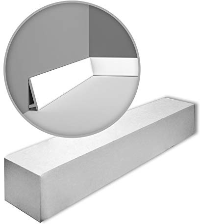 Orac Plinthes SX179-box DIAGONAL 200 cm x 2,9 cm x 9,7 cm Polystyrène extrudé (HDPS) lisse arrondi avec passage de câble prétraité 20 moulures / 40 m