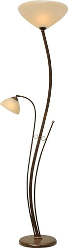 Licht-Erlebnisse Exklusive Stehlampe (Weiß, Höhe 182cm, gebogen, Kegelform) Landhauslampe Innenlampe Glasleuchte Decken-Badleuchte Bogenleuchte Badleuchte