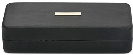 QLSGFBDIM Federmäppchen Brillenetui Hochwertiges schwarzes eckiges Eisenetui für Brillen Schwarz gebürstet Anpassbares Logo auf dem Etui