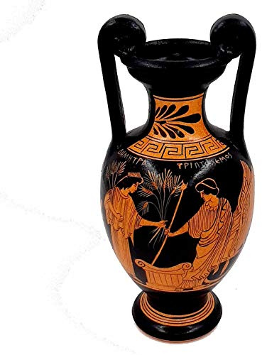 Greek Pottery Amphora 24cm,Red figure Vase,Triptolemus, Goddess Demeter