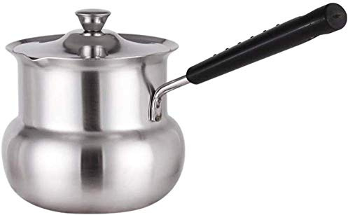 Pentola per Il Latte, Caffettiera Turca Mini Pentole per Sciogliere Il Burro in Acciaio Inossidabile con Coperchio, Pentola Piccola con Manico Singolo, Mini Pentola per Noodle-300ml