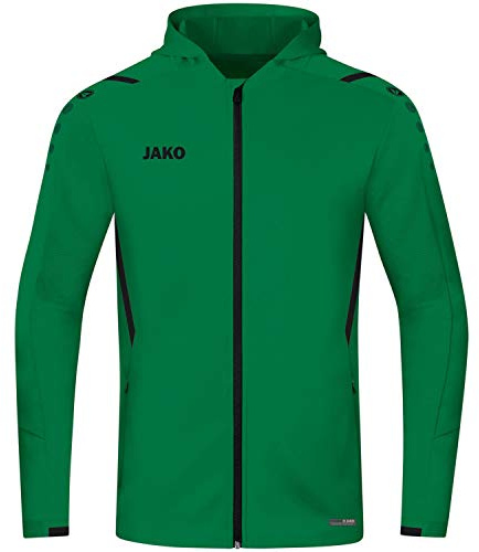 JAKO Träningsjacka för män, utmaning med huva, träningsjacka utmaning med huva Sportgrön/svart XL