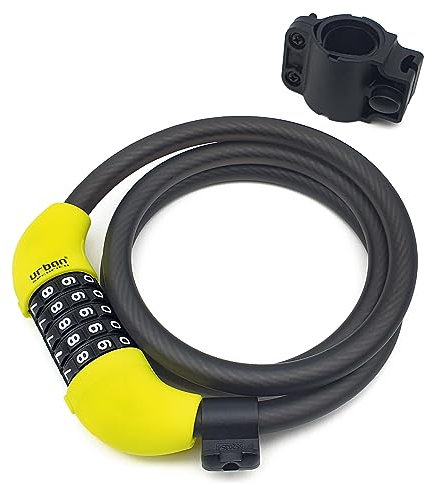 urban UR454M Fahrradschloss mit Stahlseil mit flexiblem Zahlencode Ø12, 120cm Kette mit Sicherheitscode Diebstahlschutz Fahrrad, widerstandsfähig kompakt einfacher Transport