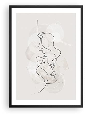 Decorativi Stampa da Parete 50x70cm Poster da Parete Linea singola uomo donna Cucina Decorazione Murale Wall Art Cornice Nera Quadri Moderni Soggiorno Camera da Letto Immagini - P2BPA50x70-4629