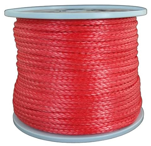 Dyneema Flechtschnur Seil Dyneemaseil Flechtleine aus Dyneema - Durchmesser 5mm - 100 Meter Fb. rot