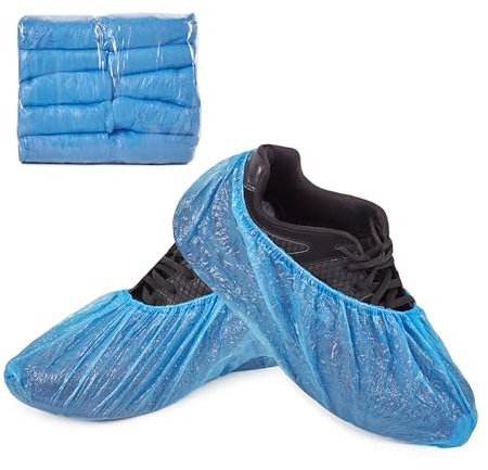 Surchaussures Jetables 100 Pieces Impermèables et Antidérapantes avec Élastique Ajustable, Couvre Chaussure Résistantes Couleur Bleue