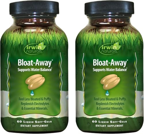 Irwin Naturals Bloat-Away - Water Balance Support - Replenish Electrolytes & Essential Minerals - 60 Liquid Soft-Gels - 2 Pack