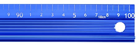 sourcing map Metalllineal, 100 cm, metrisches Lineal, Messung aus Aluminiumlegierung, rutschfest, Schutzlineal, Messwerkzeug mit Loch zum Aufhängen zum Schneiden von Messen, Blau