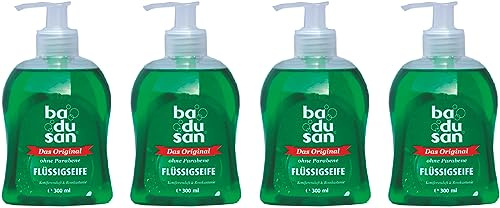 Badusan Flüssigseife Original – 4 × 300 ml (4er‑Pack), milde Hand– und Körperseife, pH‑neutral & dermatologisch empfohlen
