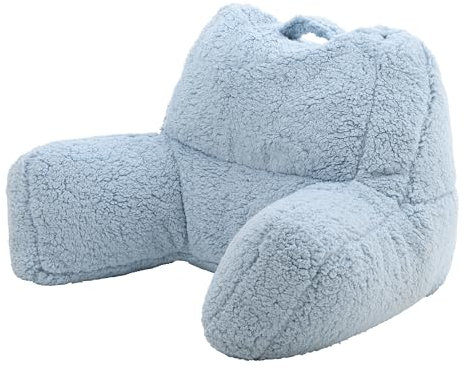 icon Teddy Bear Fluffy Fleece Cuddle Cushion, Mineral Blue, Reading Pillow, Back Support Cushion, Back Support Pillow for Bed with Bead filling included, Ideal as a backrest for sitting up in bed