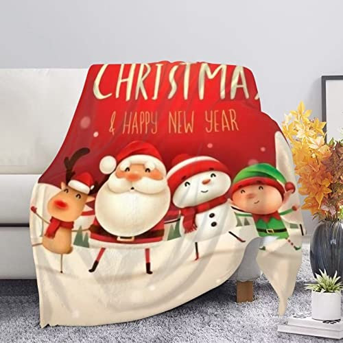 Klassische Weihnachtsdecke für Kinder, ultraweich, flauschig, Fleece, Bettwäsche, Decke, Frohe Weihnachten, Muster, 152,4 x 127 cm