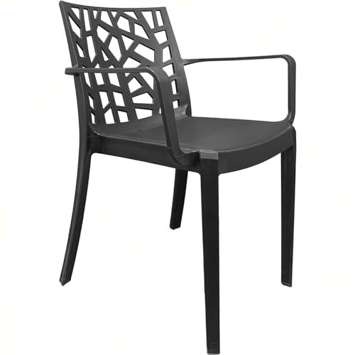 Sicignano | Chaise en plastique avec accoudoirs 58 x 55 x 82 h cm – empilable, résistante aux UV, facile à nettoyer, mobilier intérieur extérieur bar pub jardin terrasse, fabriqué en Italie (1 chaise