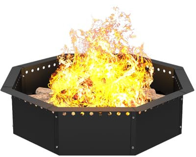 Mocomax Rauchfreier Feuerschalenring, 71,1 cm Außendurchmesser, 61 cm Innendurchmesser, große massive Stahl-Feuerstelle für Holzverbrennung im Freien, DIY-Lagerfeuerring über oder im Boden für den