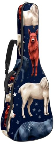 Bella custodia per chitarra acustica, custodia impermeabile per chitarra da 40/41/42 pollici, con tasche multiple, animali bandiera americana, Multicolore, 42.9x16.9x4.7 in, Borsa per chitarra