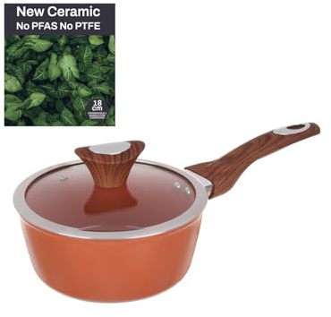 Casseruola con coperchio salmone New Ceramic (18 cm un manico)
