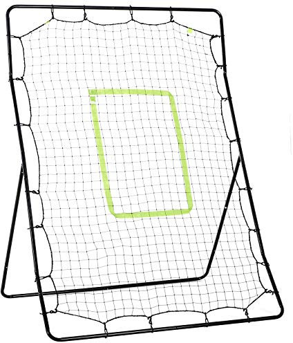 HOMCOM Baseball Rebounder, Tragebar Softball Pitchback-Netz, Rückprallnetz mit Ziel Zone, verstellbarem Winkel Pitching Netz für Basebälle Softbälle, Metall, Schwarz