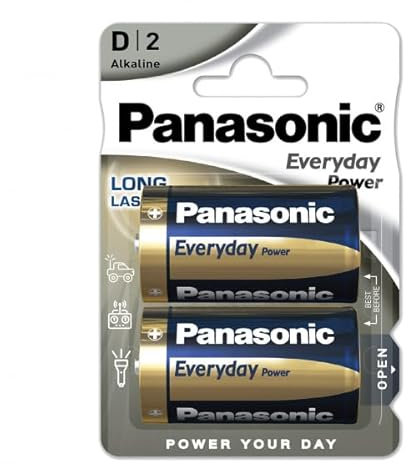 Blister de 2 Pilas alcalinas D/LR20 1.5V, Ideales para Dispositivos electrónicos y Juguetes.