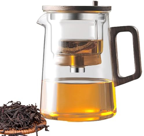 Teapot with Infuser for Loose Tea - Press Control Glass Tea Kettle - Blooming and Loose Leaves Tea Maker Set for Men, Adults, Friends, Family