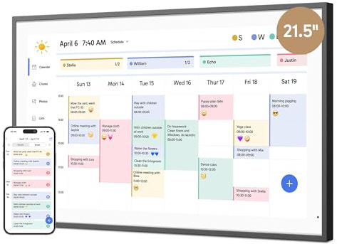 Dragon Touch 21.5 Digital Calendar Chore Chart – 1080P Full HD Interactive Touchscreen, Smart Family Planner, Hearth Display Digital Calendar Wall & Desk Mountable for Seamless Scheduling Black