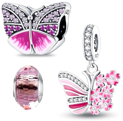 HappyStar Silber 925 Charms Anhänger für Armbänder, Combination Dangle Anhänger Bead Charms für Damen Kompatibel mit Pandora Europäischen Armbändern und Halskette （Mit Spacer Beads