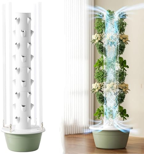 Siste-ma de cultivo hidropónico, siste-ma cultivo hidropónico Tower Garden, jardín inteligente interior con luz LED, torre hidropónica para plantas y vegetales interior para amantes jardinería,5Layer