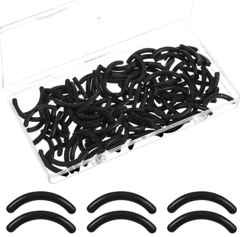 Oruola 120 Stück Wimpernzange Gummi,Eyelash Curler Refill Silicone,Wimpernzange Ersatzgummis,Wimpernzangengummis mit Aufbewahrungsbox,Silikon Ersatzpads für Frauen Mädchen,Eyelash Curler Rubber