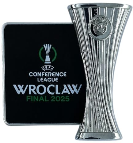 AMBALLCOM UECL Pin officiel de collection « Wroclaw Final 2025 » avec trophée - Article pour fans - Idée cadeau - Métal sous blister, Small, Zamak