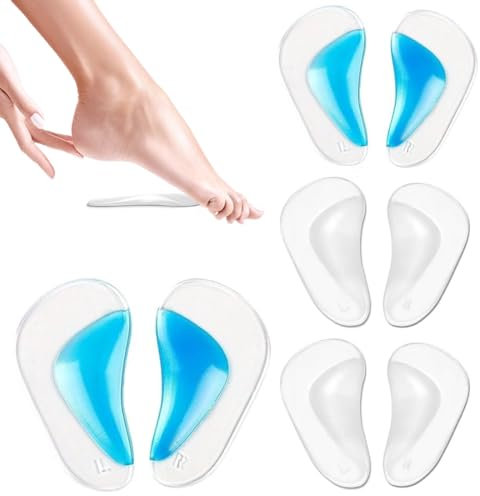 4 Paia Fascite Plantare Supporto, Gel Piedi Arco Tamponi, Piatto Piede Piatto Correttore, Silicone Cuscinetto Ortopedico, Supporto Plantare Plantare, L(40-45)